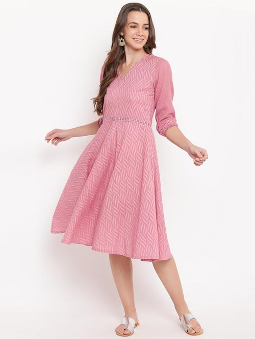 lace insert flared dress - 16111358 - Very Small Image - 1