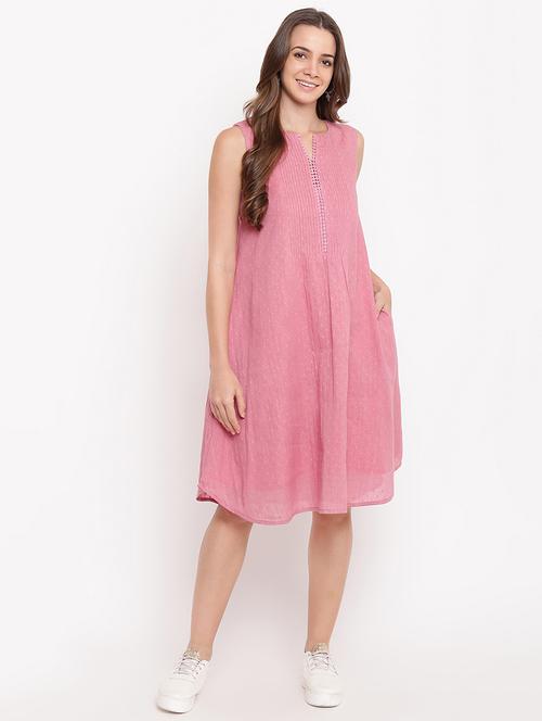 pocket detail pin tucked a-line dress - 16111365 - Very Small Image - 1