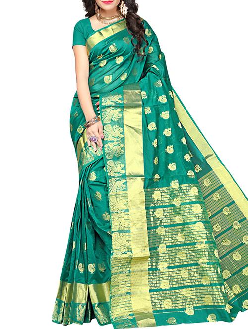 conversational zari motif banarasi saree with blouse - 16111411 - Very Small Image - 1