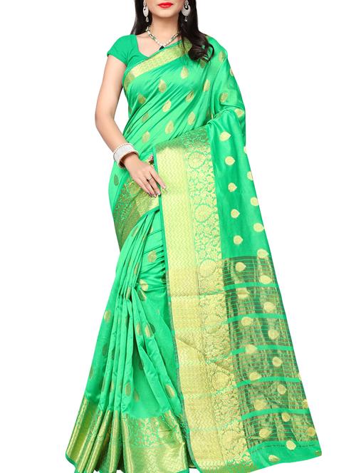 ethnic zari motif banarasi saree with blouse - 16111441 - Very Small Image - 1