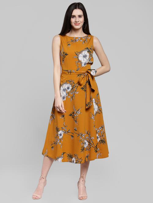 tie front floral a-line dress - 16111510 - Very Small Image - 1