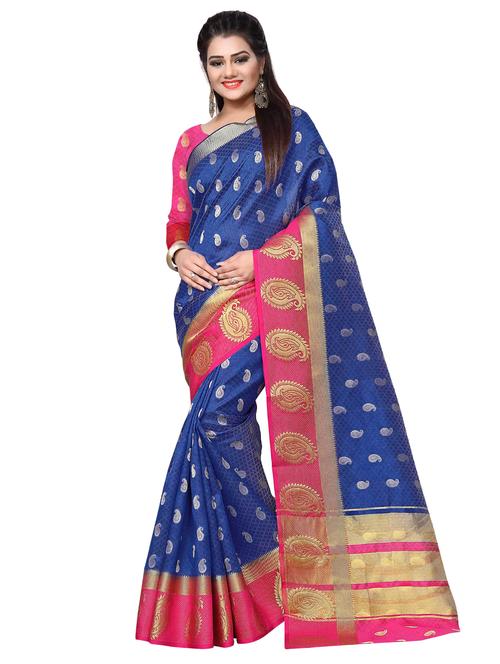 contrast zari border kanjivaram saree - 16111721 - Very Small Image - 1