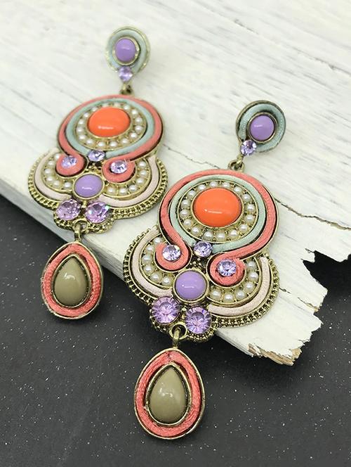 orange zinc drop earring - 16112838 - Very Small Image - 1