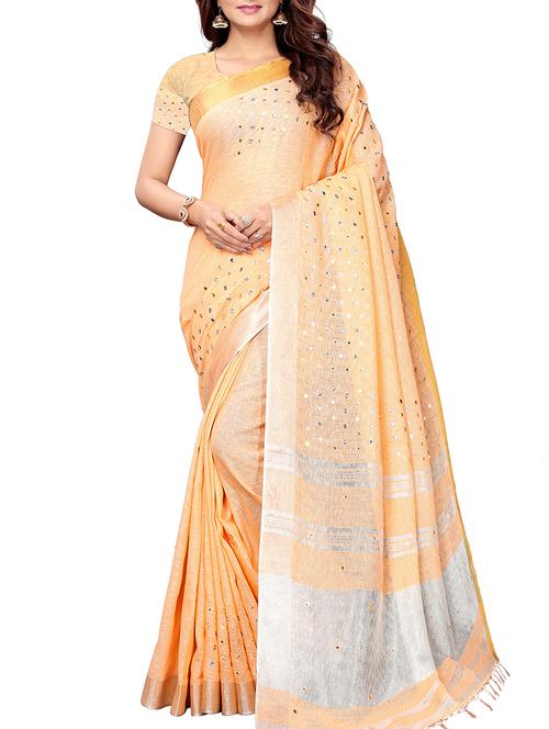 mirror work handloom saree with blouse - 16112944 - Very Small Image - 1