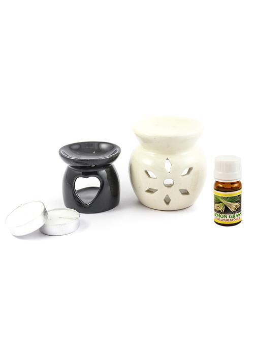 handcrafted aroma ceramic tealight diffuser pot shape design with lemongrass fragrance oil and candle clay lamp - 16113086 - Very Small Image - 1