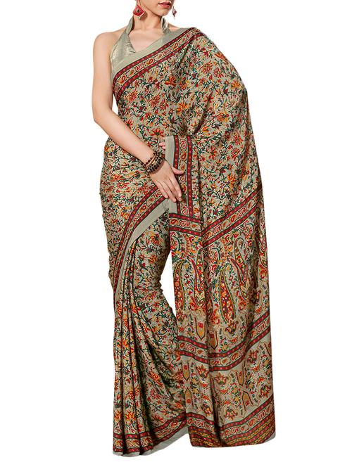kalamkari printed saree with blouse - 16113094 - Very Small Image - 1