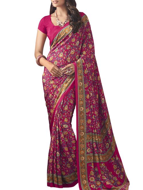 kalamkari printed saree with blouse - 16113112 - Very Small Image - 1