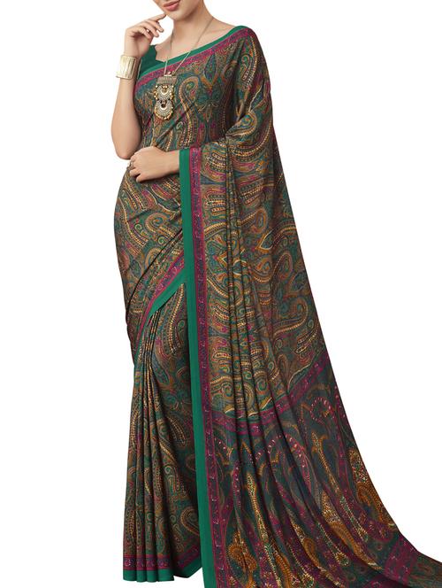 kalamkari printed saree with blouse - 16113127 - Very Small Image - 1