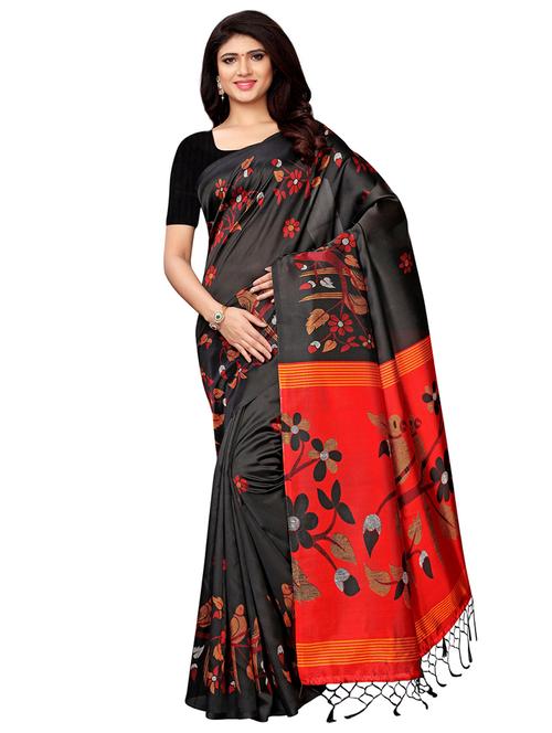 floral conversational printed saree with blouse - 16113149 - Very Small Image - 1