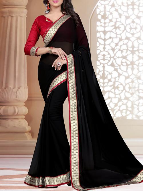 lace border black saree - 16113174 - Very Small Image - 1
