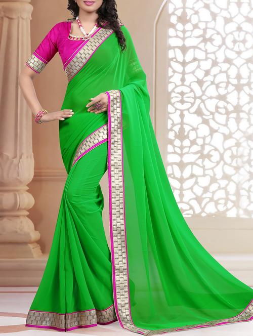lace border green saree - 16113175 - Very Small Image - 1