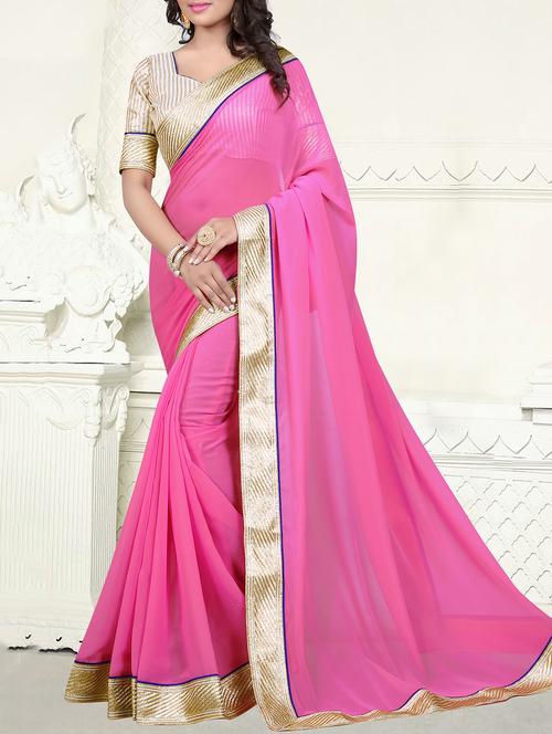 lace border pink saree - 16113178 - Very Small Image - 1