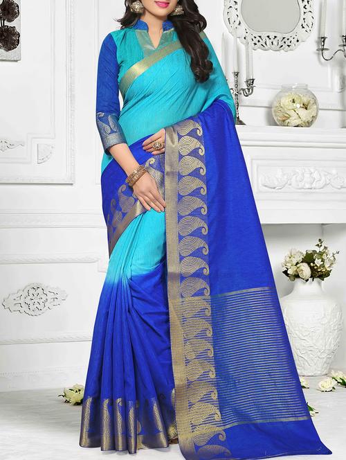 paisley zari border banarasi saree - 16113195 - Very Small Image - 1