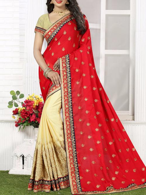 embroidered half & half saree - 16113205 - Very Small Image - 1