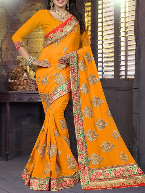 floral embroidered saree - 16113217 - Very Small Image - 1
