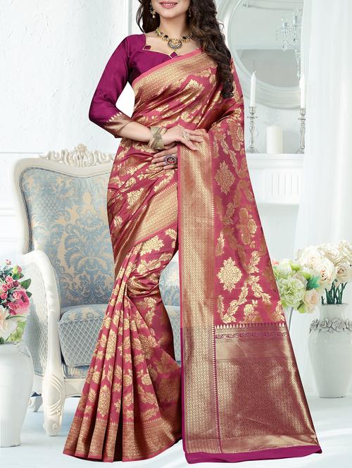 ethnic zari motifs banarasi saree - 16113227 - Very Small Image - 1