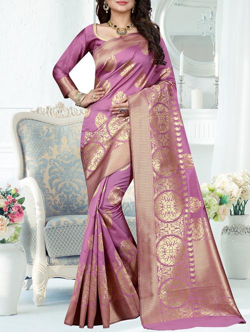 floral zari motifs banarasi saree - 16113231 - Very Small Image - 1