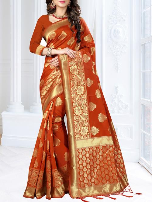 ethnic zari motifs banarasi saree - 16113255 - Very Small Image - 1