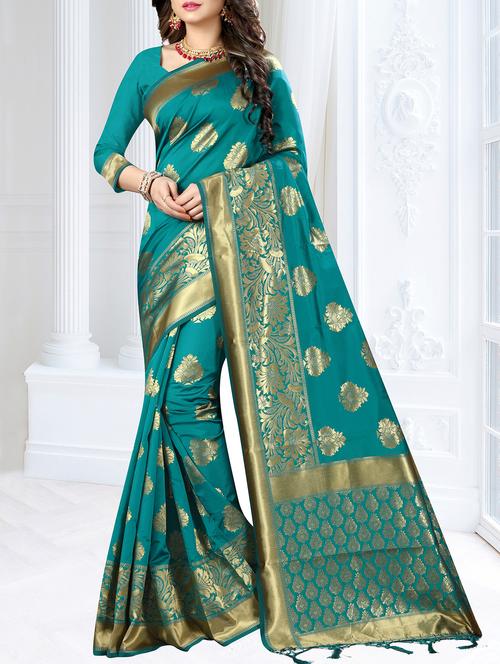 ethnic zari motifs banarasi saree - 16113256 - Very Small Image - 1