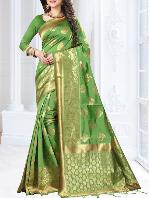 ethnic zari motifs banarasi saree - 16113258 - Very Small Image - 1