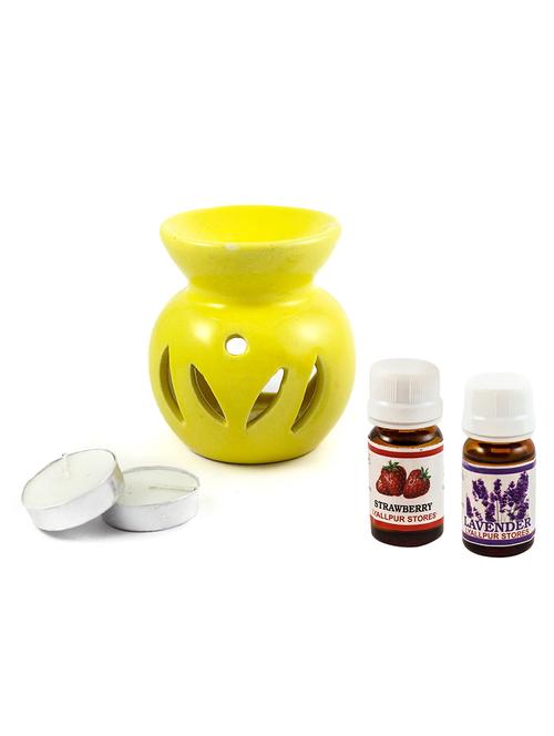 ceramic aroma tealight diffuser oil burner multicolour with lavender and strawberry fragrance oil and t light candle - 16113736 - Very Small Image - 1