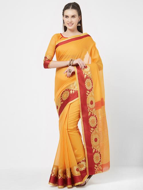 floral zari border woven saree - 16113776 - Very Small Image - 1