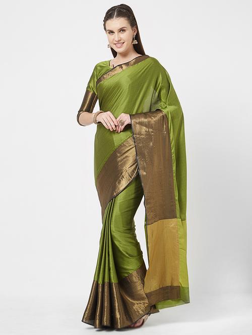 zari border green saree - 16113786 - Very Small Image - 1