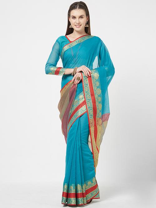 zari border woven saree - 16113788 - Very Small Image - 1