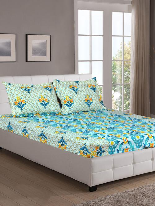 cotton double bedsheet with 2 pillow covers - 16113800 - Very Small Image - 1