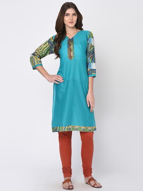 contrast straight kurta - 16114144 - Very Small Image - 1