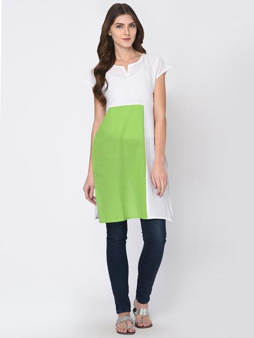 color block straight kurta - 16114150 - Very Small Image - 1