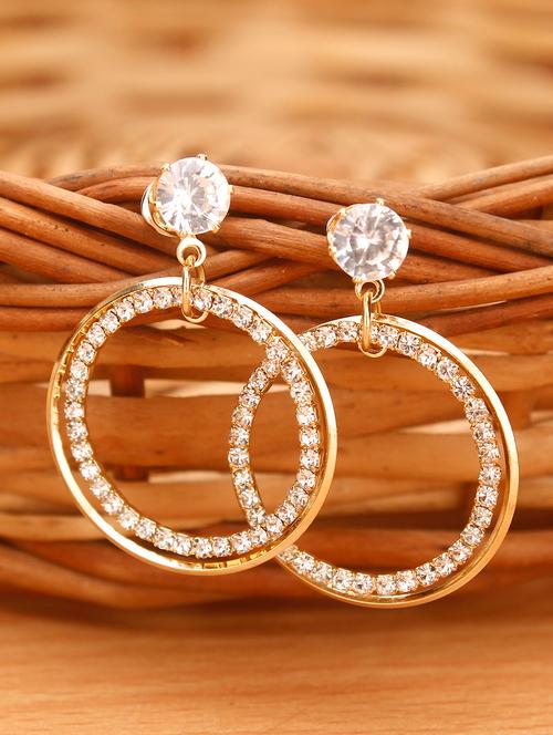 gold zinc drop earring - 16114190 - Very Small Image - 1