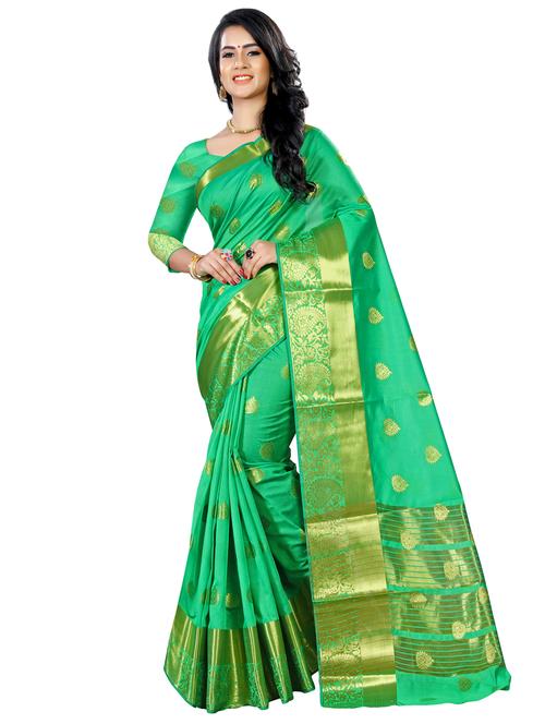 ethnic zari motifs kanjivaram saree with blouse - 16114509 - Very Small Image - 1