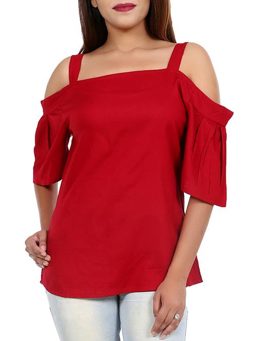 cold shoulder pleat detail top - 16114529 - Very Small Image - 1