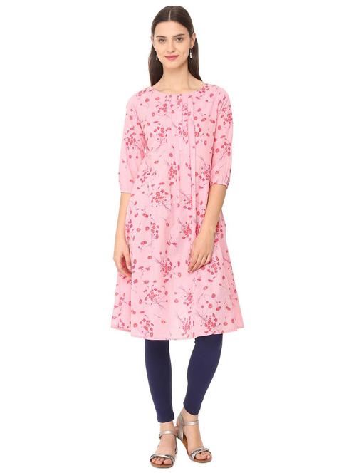 floral dobby a-line kurta - 16114609 - Very Small Image - 1