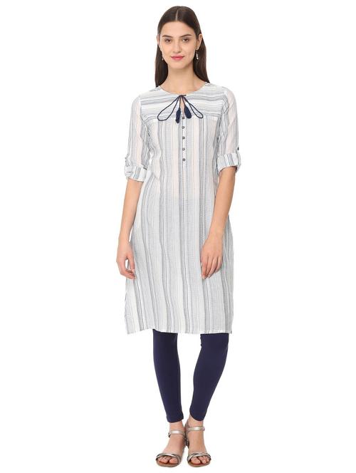 a-line stripes kurta - 16114610 - Very Small Image - 1
