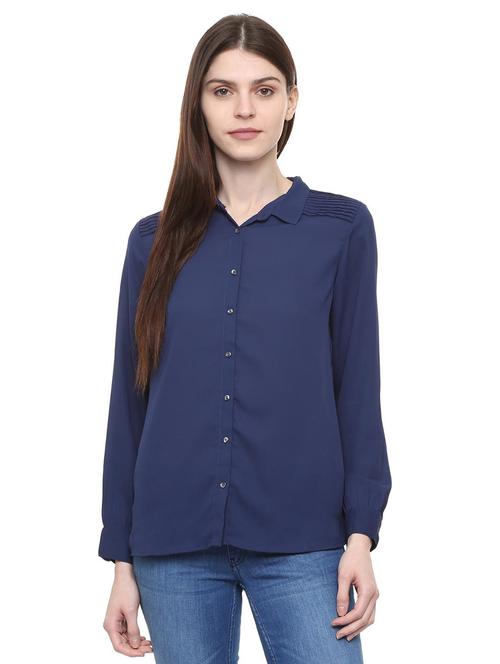 navy blue solid shirt - 16114626 - Very Small Image - 1