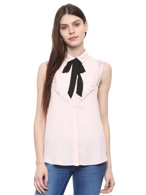 contrast tie knot button up top - 16114627 - Very Small Image - 1