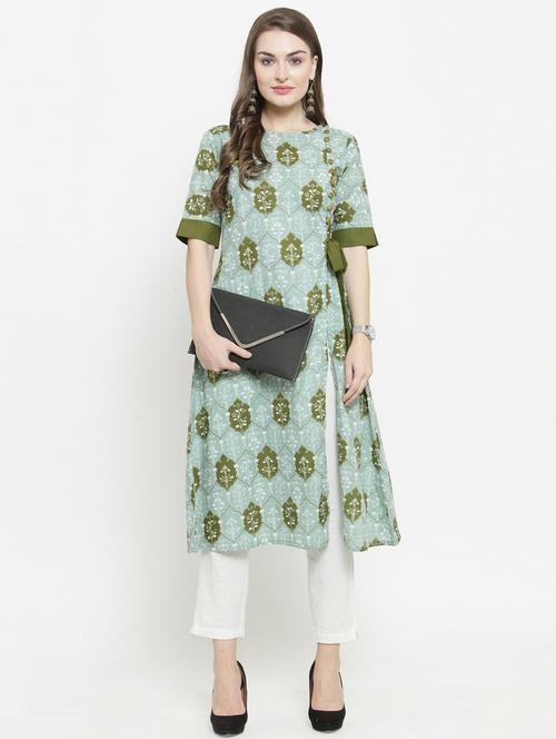 ethnic motifs a-line kurta - 16119619 - Very Small Image - 1