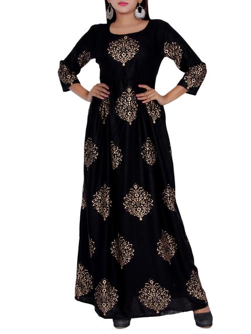 foil print flared kurta - 16119714 - Very Small Image - 1