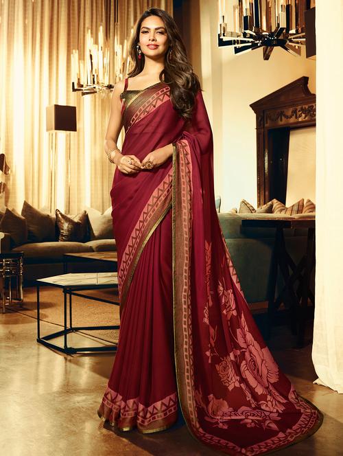 lace border brasso printed saree - 16119951 - Very Small Image - 1