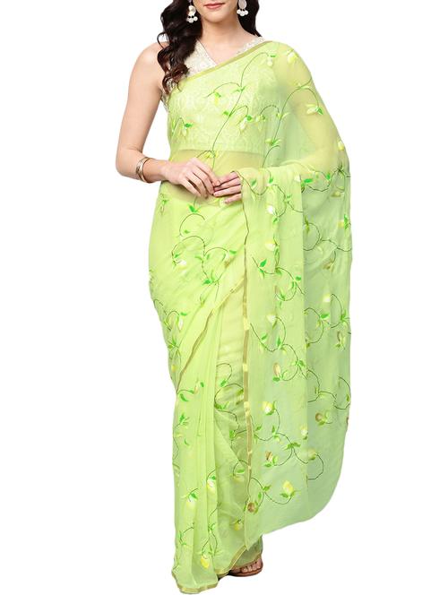 hand painted green saree - 16120145 - Very Small Image - 1