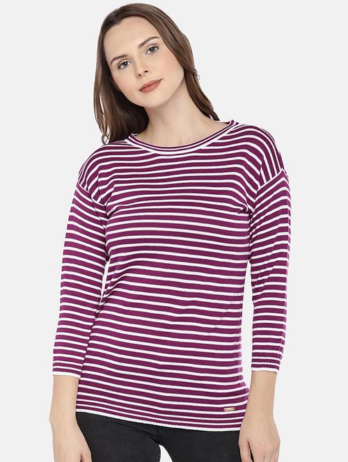 drop shoulder striped top - 16120181 - Very Small Image - 1