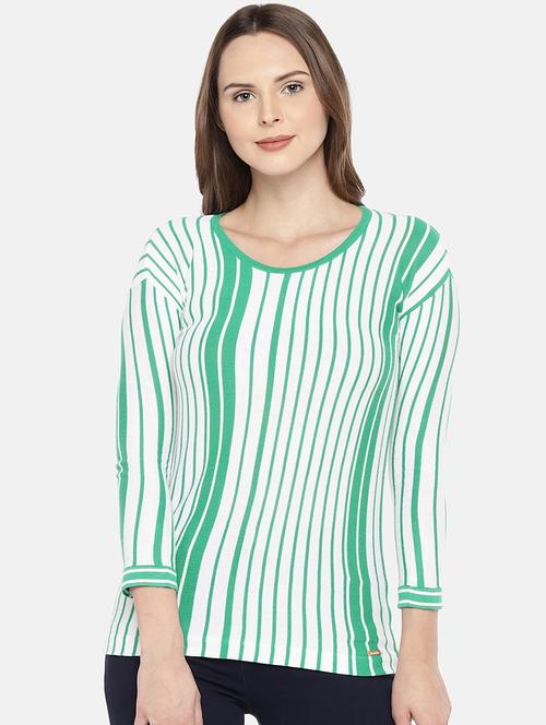 drop shoulder striped top - 16120186 - Very Small Image - 1