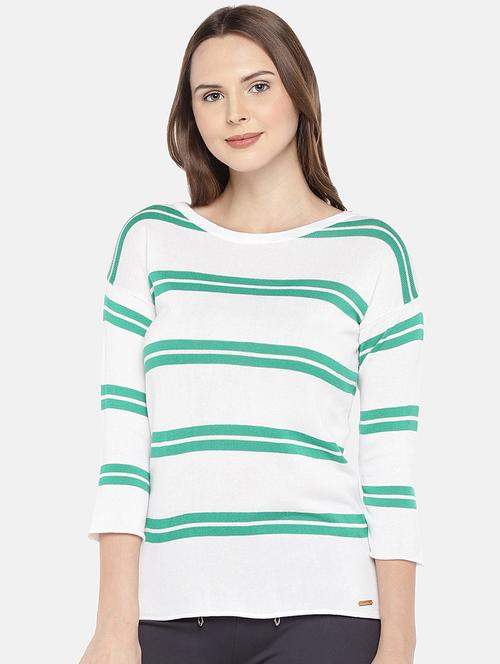 drop shoulder striped top - 16120198 - Very Small Image - 1