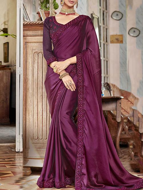 embroidered lace border saree - 16120296 - Very Small Image - 1