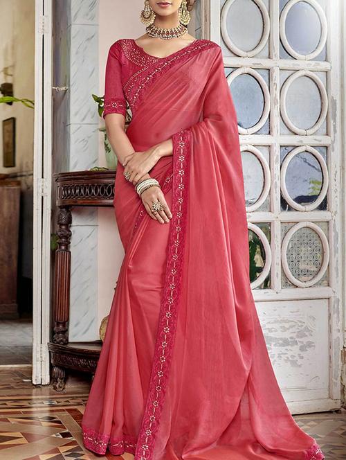 embroidered lace border saree - 16120298 - Very Small Image - 1