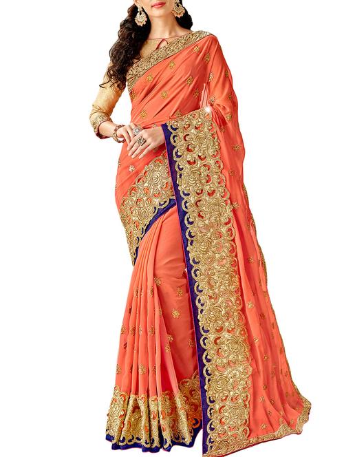 zari embroidered saree - 16120301 - Very Small Image - 1