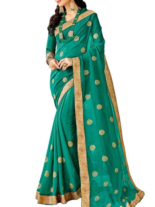 zari embroidered saree - 16120304 - Very Small Image - 1
