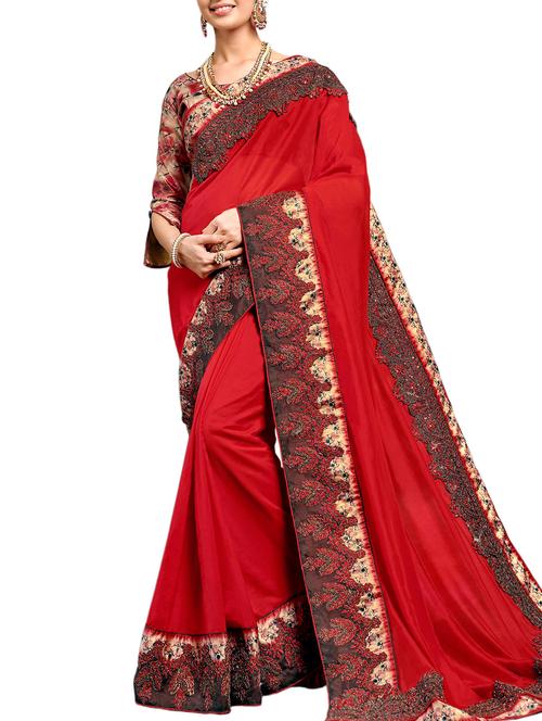 zari embroidered saree - 16120310 - Very Small Image - 1